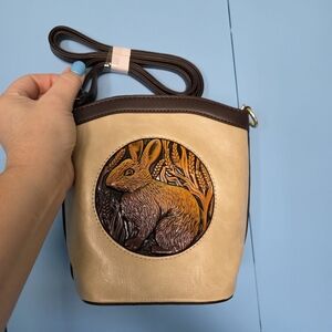 Brown and Cream Leather Crossbody Bag